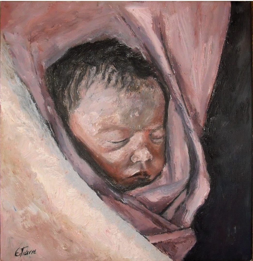Νεογέννητο (2011)/  λάδι σε μουσαμά, 25x27εκ.