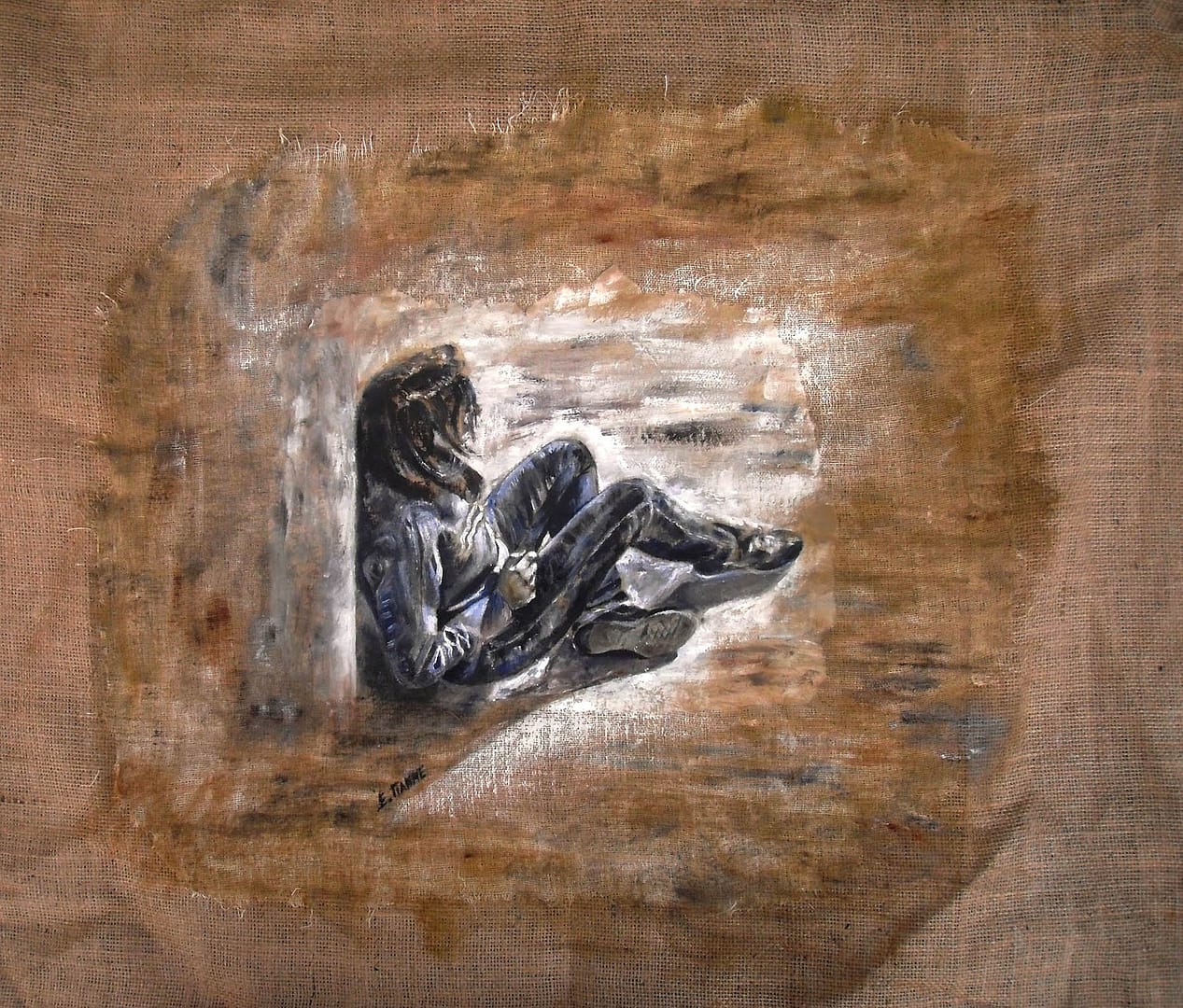 Φυγή του νου II (2015) / λάδι σε χαρτί, επικολλημένο σε τουλπάνι και λινάτσα, 70x65εκ. - ιδιωτική συλλογή