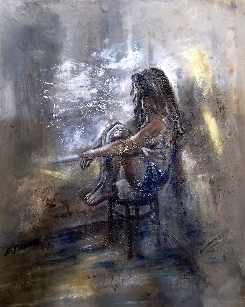 Φυγή του νου IV (2017) / ακρυλικό σε μουσαμά, 25x30εκ. - ιδιωτική συλλογή