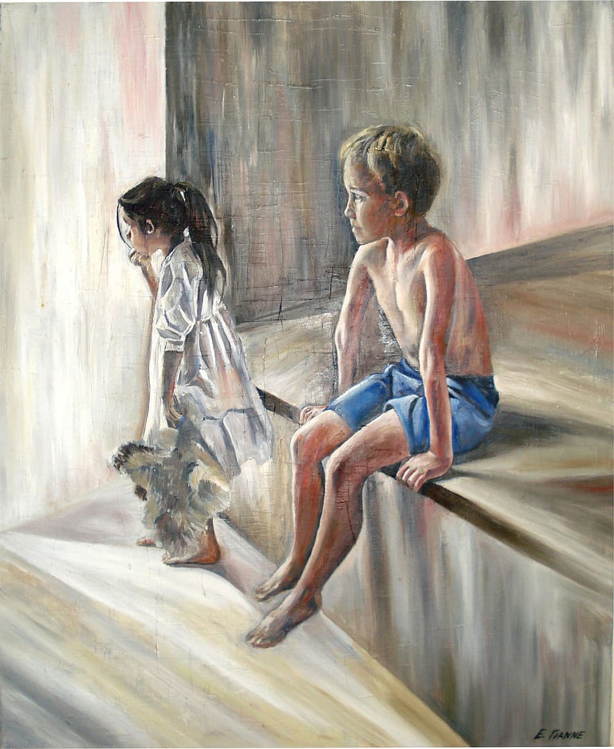 Παιδική προσμονή (2009) / λάδι σε μουσαμά, 80x100εκ.