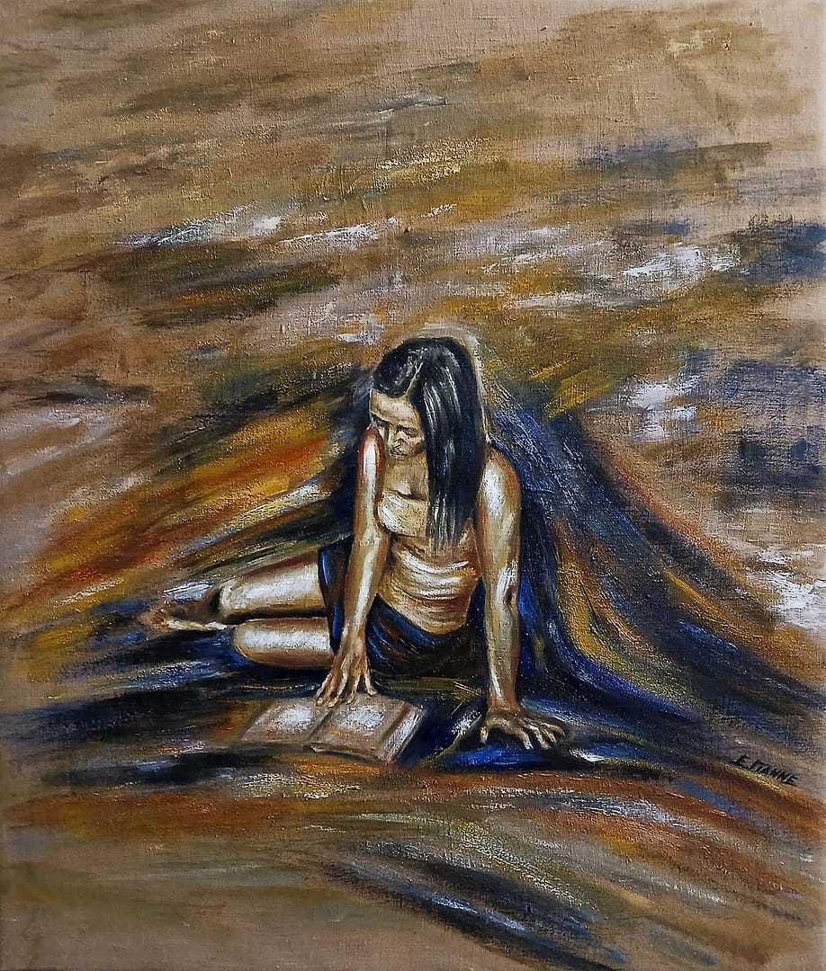 Ανάγνωση IIΙ (2014) / λάδι σε λινό, επικολλημένο σε μουσαμά, 42x51εκ.