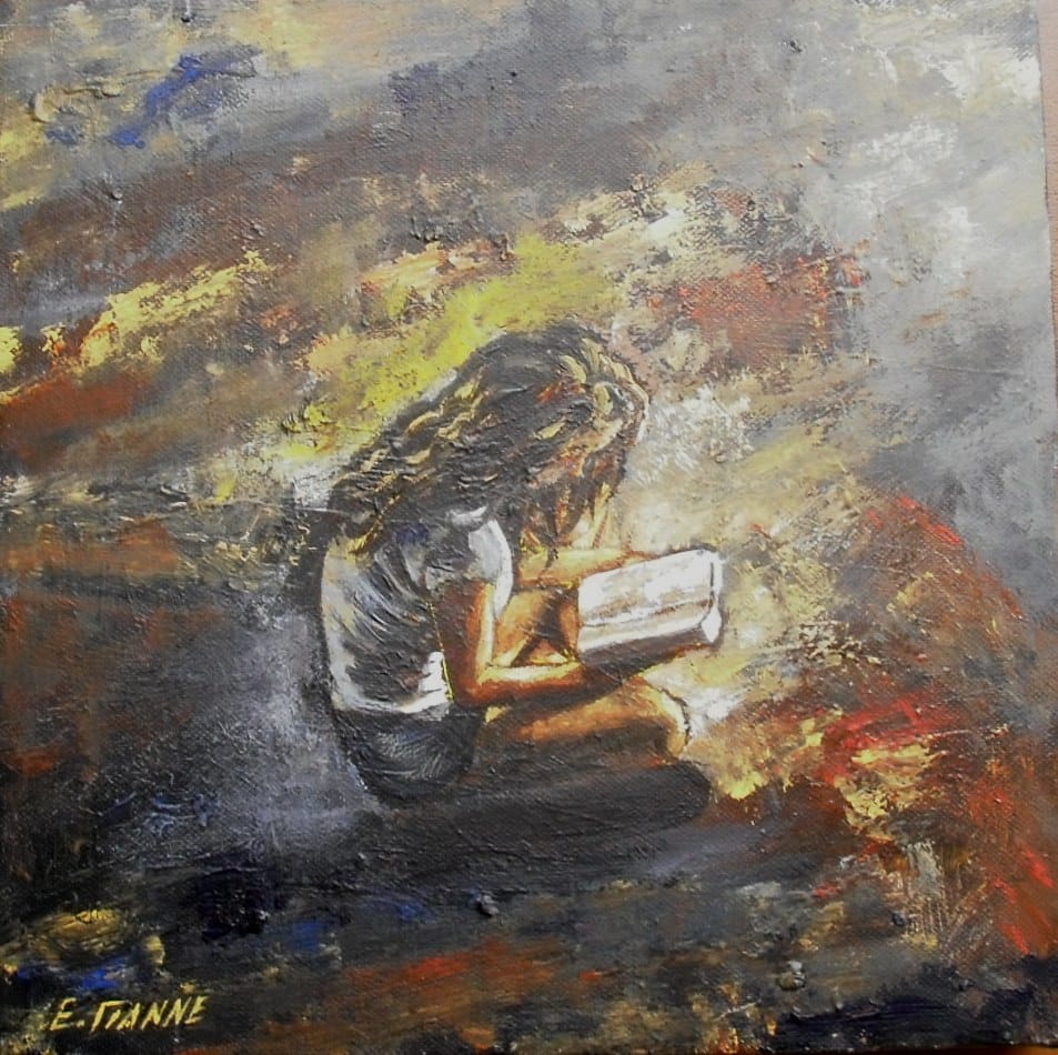Ανάγνωση (2013) / ακρυλικό σε μουσαμά, 26x25εκ. - ιδιωτική συλλογή